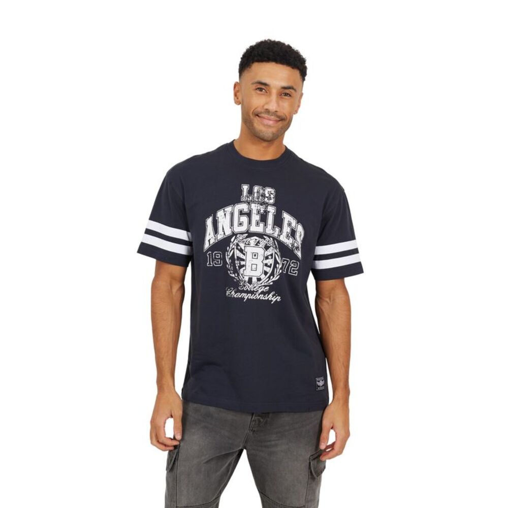 Brave Soul Mens Crew Neck Relaxed Fit T-Shirt / Navy